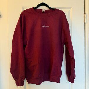 Maroon Indiana Embroidered Crewneck Sweatshirt Size Large